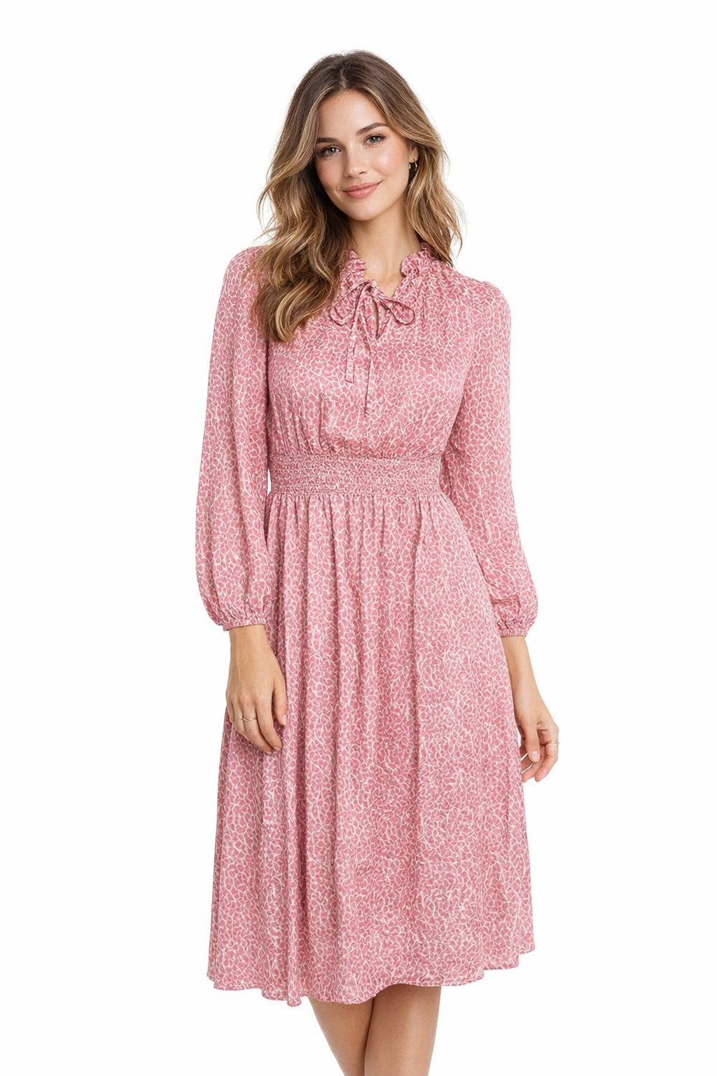 Viskose maxikjole dame – lett hverdagskjole i korallrosa | LØVIA