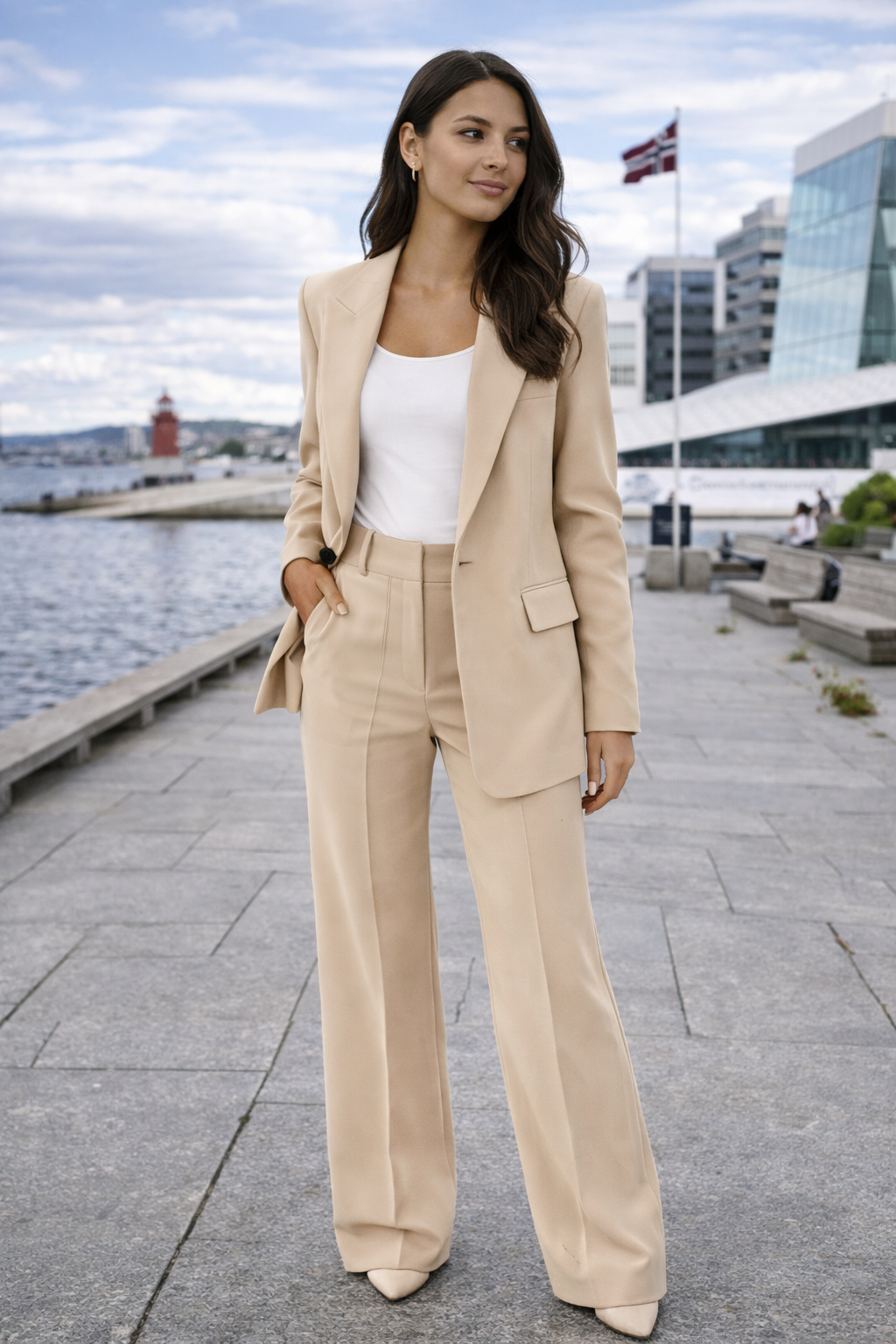 2-piece women's blazer and pants set - elegant and comfortable