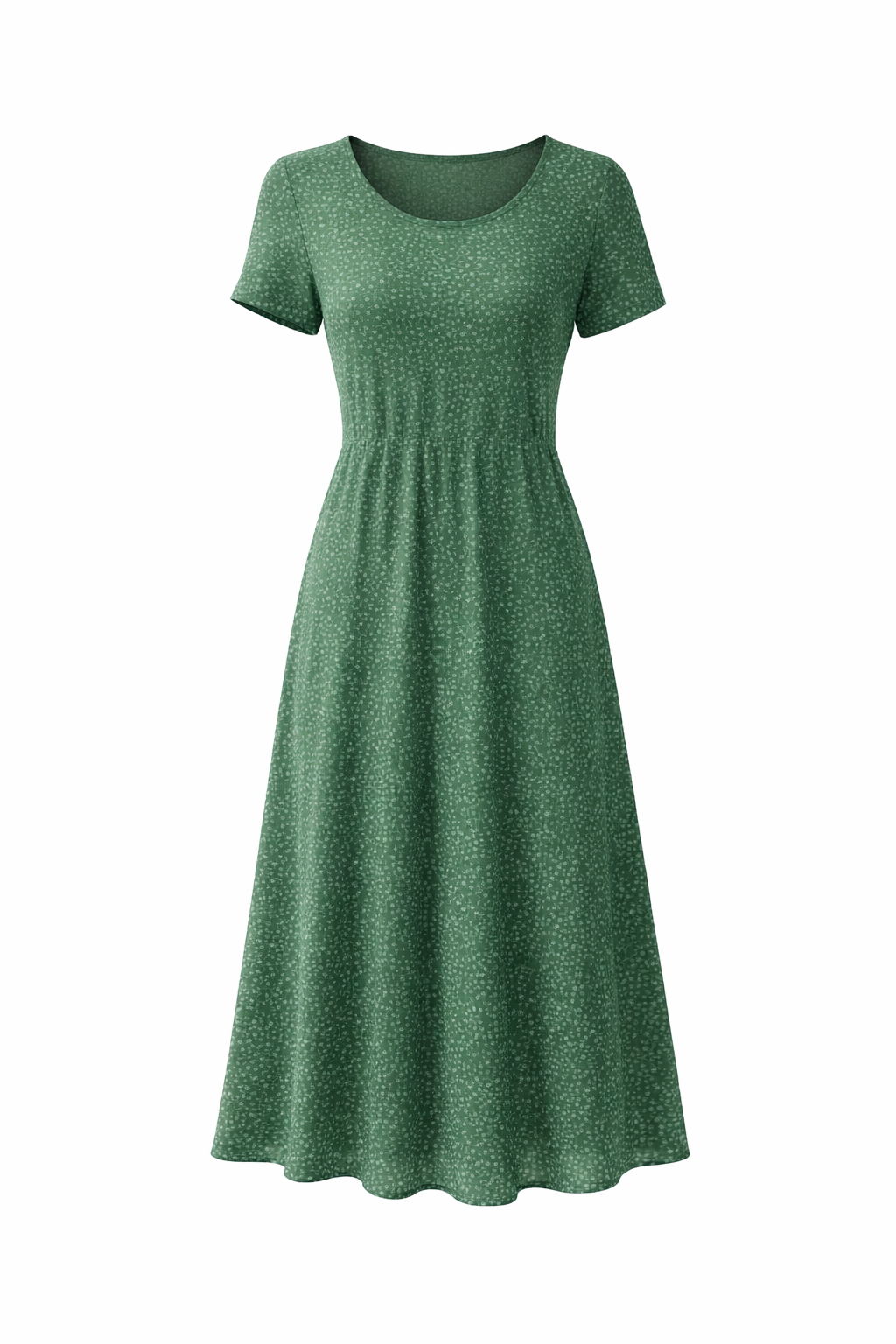 Grønn Midi Kjole med Prikker – LØVIA